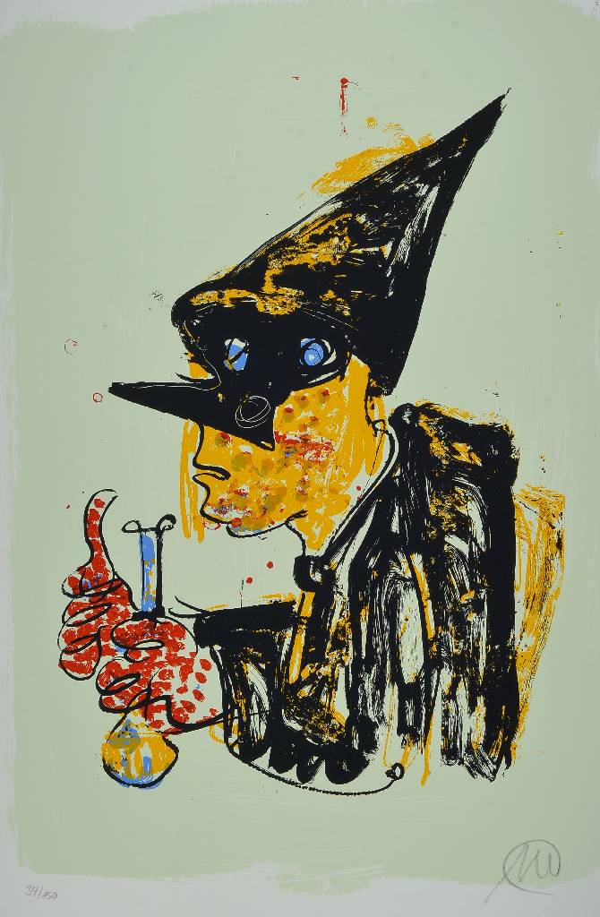 Markus Lüpertz, geb. 1941, "Medicus", Serigrafie auf dickem Bütten in 6 Farben, handsigniert und nummeriert 34/150, ca. 92x67 cm
