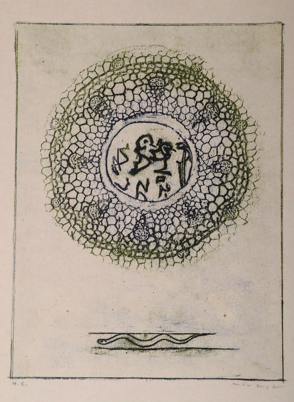 Max Ernst, 1891-1976, "Zu: Werner Heisenberg, Die Bedeutung des Schönen in der exakten Naturwissenschaft", von 1971, Lithografie auf ...