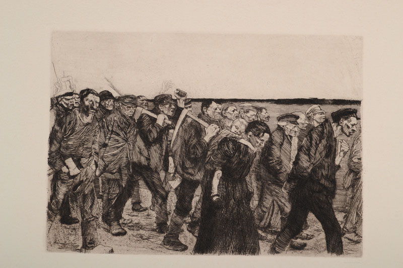 Käthe Kollwitz, 1867-1945, "Werbezug", Radierung auf Velin, von Originalplatte von 1897, herausgegeben von A. von der Becke um 1950, ...