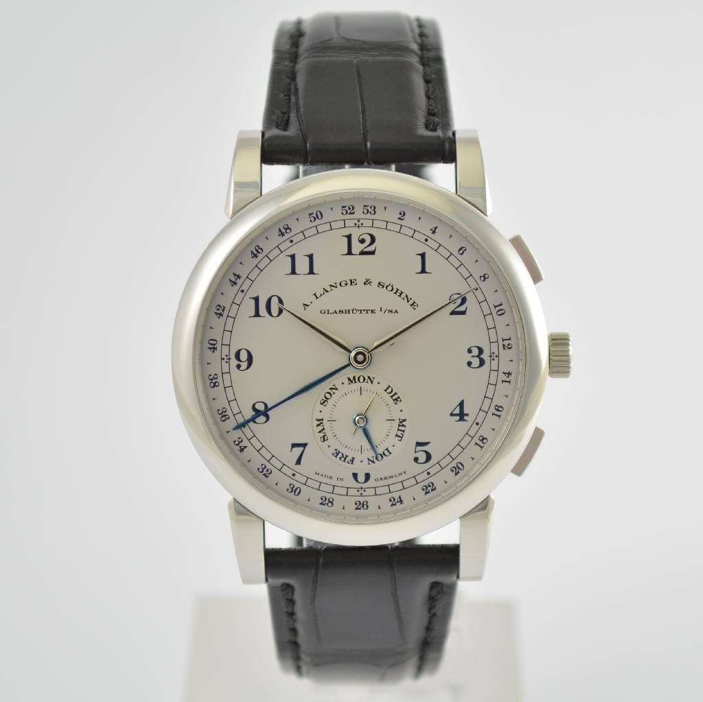 A. LANGE & SÖHNE hochfeine & extrem seltene Herrenarmbanduhr Modell 1815 Kalenderwoche, Handaufzug, Ref. 245.025, ausverkauftes, auf weltweit 50 ...