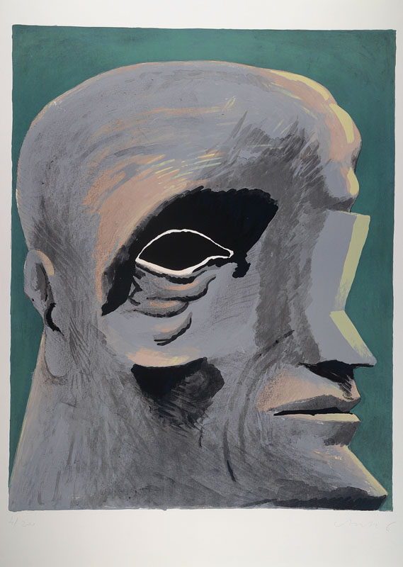 Horst Antes, geb. 1936, "Portrait Michelangelo", Farblithografie auf BFK Rives Bütten, Trockenstempel "Matthieu Litho ...