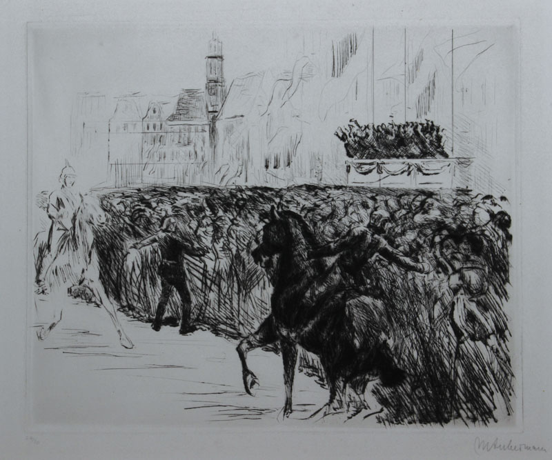 Max Liebermann, 1847-1935, "Einzug der Königin von Holland", Kaltnadelradierung auf Velin, 1913, Schiefler 146 IV b., handsigniert, ...