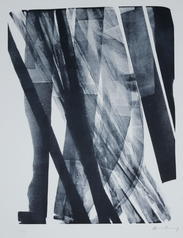 Hans Hartung, 1904 Leipzig-1989 Antibes, "L-1973-34", Farblithographie auf BFK Fives France Velin, 1973, Werkverzeichnis: RMM 435, ...