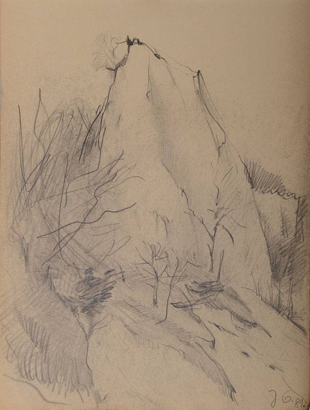 Johannes Grützke, geb. 1937, Bleistiftzeichnung, monogrammiert, datiert 1981, ca. 31,9x23,8cm