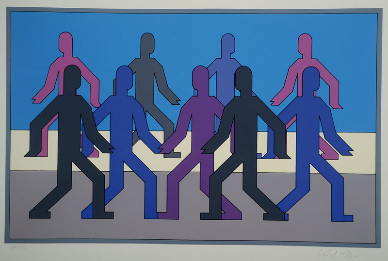 Victor Vasarely, 1908-1997, Farbsiebdruck, handsigniert und nummeriert 87/100, Motiv ca. 35x56 cm, Blattgr. ca. 49,5x70 cm, unter Glas gerahmt