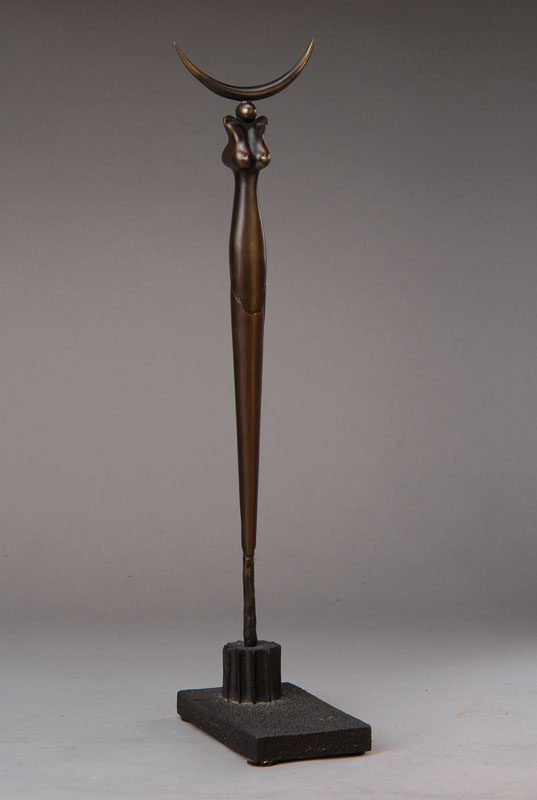Paul Wunderlich, Eberswalde 1927-2010 Saint Pierre-de-Vassols, Bronzeskulptur, Mondsichel-Stele, Gießerei Albrecht, num. 486/1250, signiert, ...