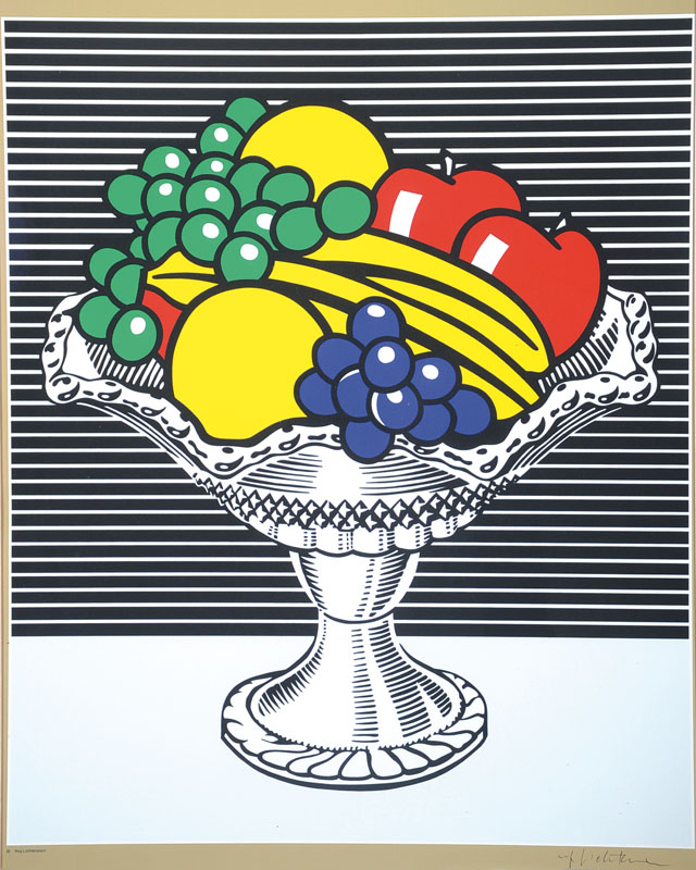 -- entfällt -- Roy Lichtenstein, 1923-1998, Farboffset, Fruit Bowl, handsigniert, ca. 66x49 cm, unter Glas gerahmt