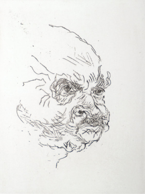 Ludwig Meidner, Radierung, Selbstbildnis, verso Nachlassstempel 1957, ca. 33 x 27 cm, R.