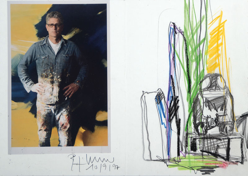 Bernd Zimmer, Buntstiftzeichnung, handsigniert, datiert 1997, ca. 19,5 x 13 cm, R.