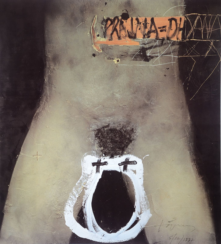 Antoni Tapies, 1923-2012, Farboffset, handsigniert, datiert 5/12/1997, ca. 65x59,5 cm, knitterfaltig