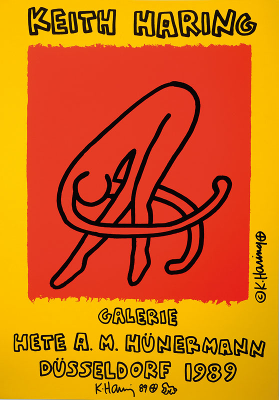 Keith Haring, 1958 Reading - 1990 New York, Farbsiebdruck mit kleiner Zeichnung, handsigniert, datiert 89, ca. 84x59,5 cm