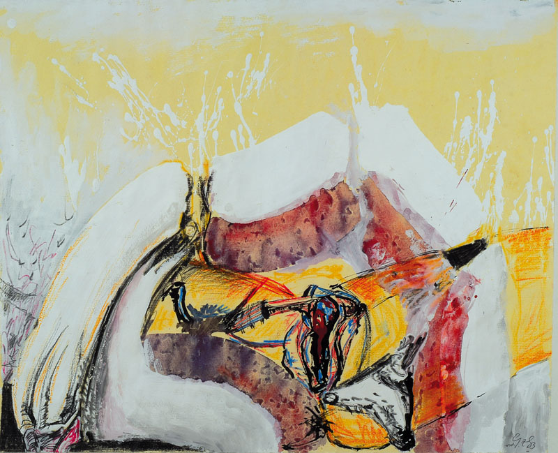 Rainer Braxmaier, geb. 1949 Baden-Baden, Studium an der Akademie Karlsruhe bei Emil Schumacher und Werner Knaupp, hier: Ohne Titel, Gouache und ...