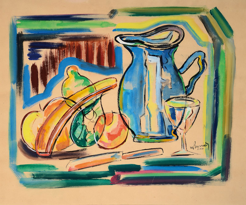 M. Brenier, zeitgenössischer französischer Künstler, Mischtechnik/Gouache auf Papier, signiert M. Brenier und datiert 1960, ca. 49x57.5 cm, PP, ...