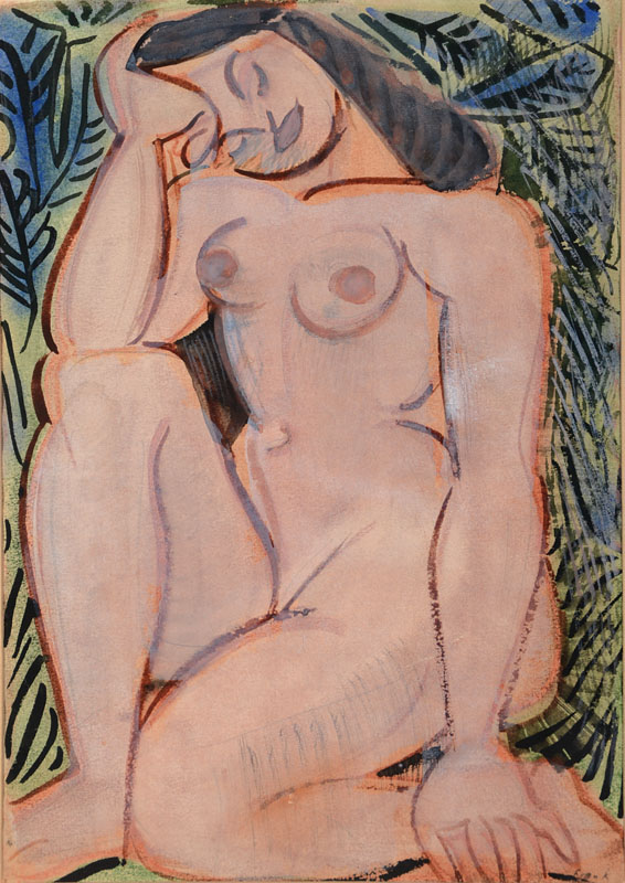 Edvard Frank, 1909 Korschenbroich - 1972 Saarlouis, Aquarell auf Papier, rechts unten signiert, ca. 28x20, PP, unter Glas gerahmt