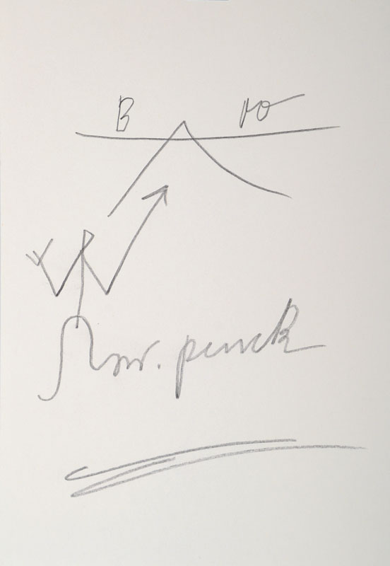 A.R. Penck, geb. 1939 Dresden, "Eine Linie",Bleistiftzeichnung, handsigniert, wohl um 1990, ca. 23,5x16,5 cm, mit Rechnung von e.artis