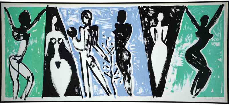 Stefan Szczesny, geb. 1951, Lithographie, handsigniert und nummeriert 97/200, datiert 93, ca. 53,5x121 cm, unter Glas gerahmt