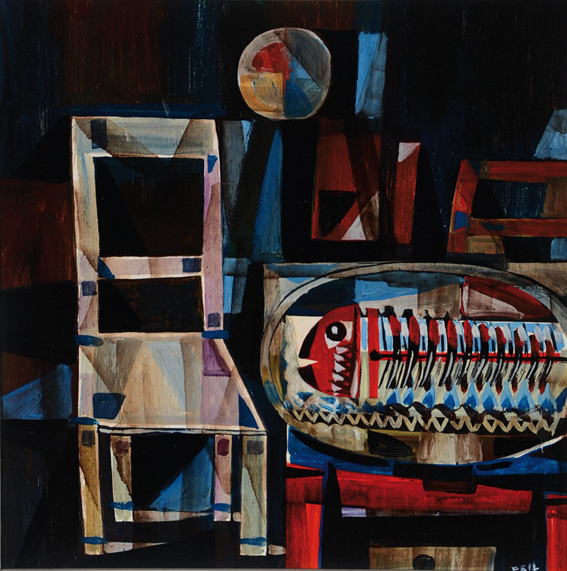 Otto Feil, 1894-1985, Komposition, Öl/Holz, rechts unten und rückseitig auf altem Etikett signiert, ca. 25x25cm, Rahmen