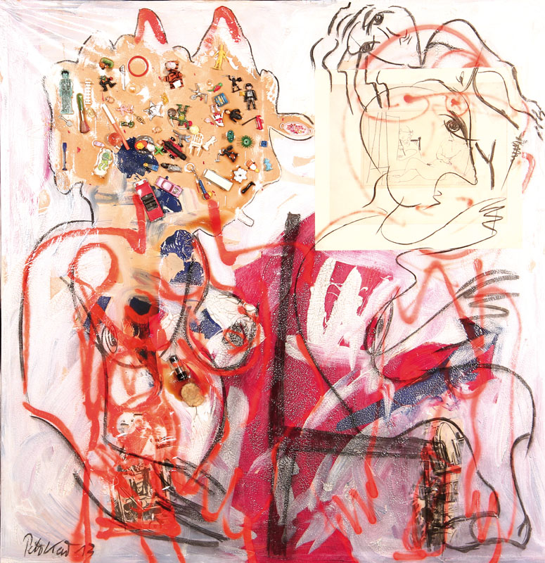 Peter Robert Keil, geb. 1942, ohne Titel, Öl/Acryl Mischtechnik auf Leinwand, signiert, 2013, ca. 155x150 cm