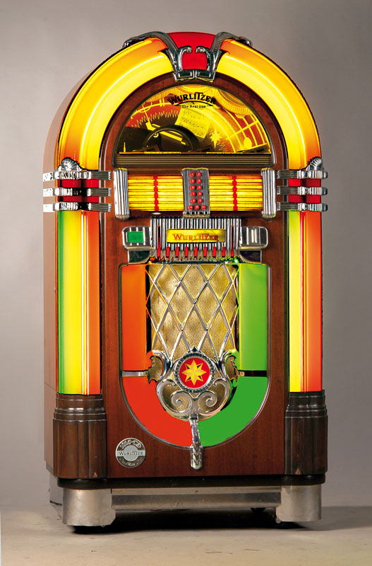 Juke-Box, Wurlitzer 1015 One More Time OMT 100 CD, mit Fernbedienung (Infrarot Nachrust-Satz für Verstärker K 99), nach Vorbild des historischen ...