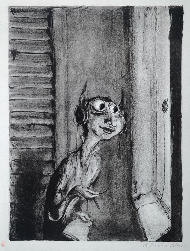 A. Paul Weber, 1883-1980, Konvolut aus zwei Lithographien, je handsigniert, Motiv ca. 32,5x28,5 cm bzw. 41,5x31,5 cm, je unter Glas gerahmt
