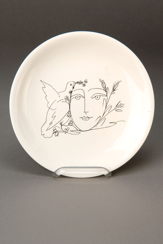 Teller, Frankreich, 1980er Jahre, Keramik, Dekor Pablo Picasso, D. ca. 24cm