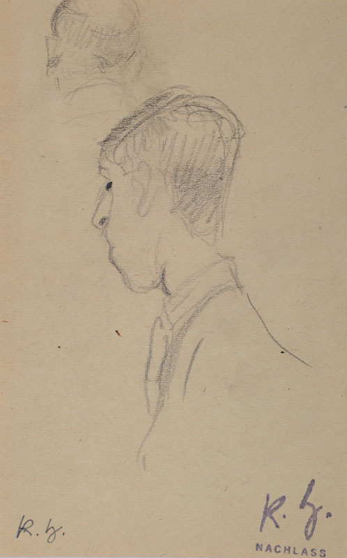 Karl Hubbuch, 1891-1979, Bleistiftzeichnung, monogrammiert, mit Nachlass-Stempel, rückseitig weitere Zeichnung, ca. 17x10.3 cm, unter Glas gerahmt