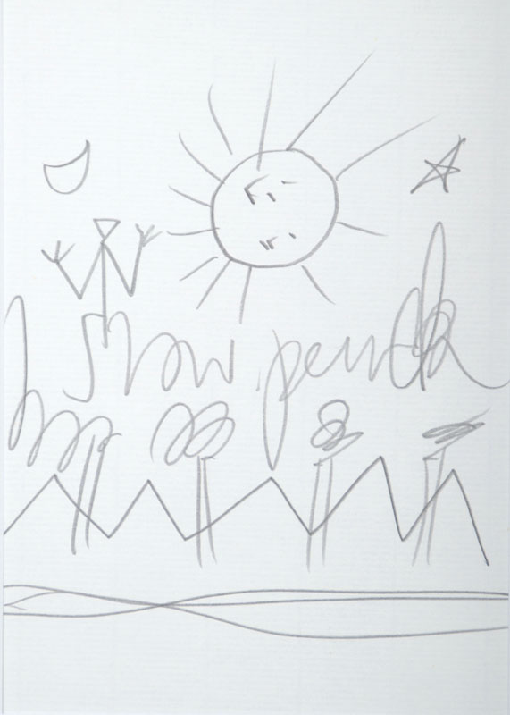 A. R. Penck, geb. 1939 Dresden, Bleistiftzeichnung auf Bütten, handsigniert, ca. 23.5x16.4 cm, unter Glas gerahmt