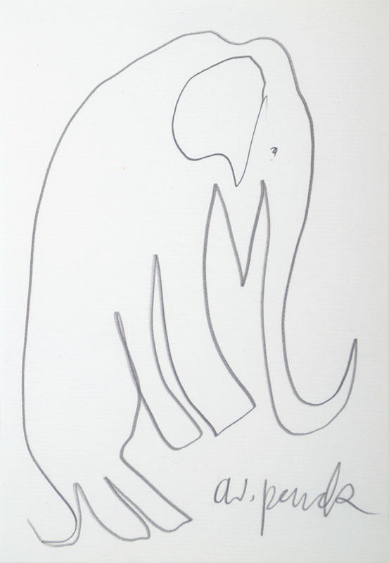 A. R. Penck, geb. 1939 Dresden, Bleistiftzeichnung auf Bütten, handsigniert, ca. 23.5x16.5 cm, unter Glas gerahmt