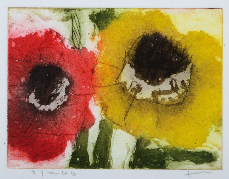 Klaus Fußmann, geb. 1938, Konvolut aus zwei Grafiken, "Sumpfdotterblume", Lithographie, koloriert, handsigniert, wohl e.a., Auflage 60 + 3 ...