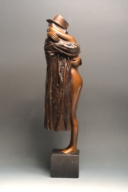 Bruno Bruni, geb. 1935 Gradara, Bronzeskulptur, Zärtlichkeit, signiert und nummeriert 193/350, auf Marmorsockel, H. ca. 58 cm, Bronze und Sockel lt. ...