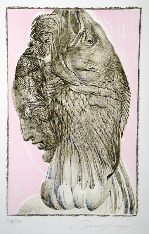Ernst Fuchs, geb. 1930 Wien, Farblithographie aus: Beneath the tree, handsigniert und nummeriert 134/150, Blattgr. ca. 57x38 cm, unter Glas gerahmt