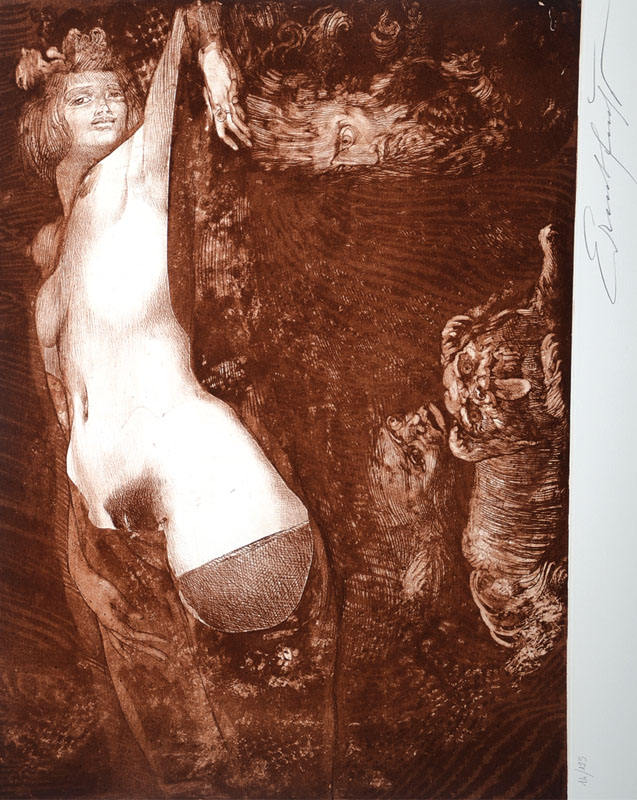 Ernst Fuchs, geb. 1930 Wien, Radierung, Salome, handsigniert und nummeriert 14/125, Motiv ca. 41,5x57,5 cm, Blattgr. ca. 60,5x79 cm