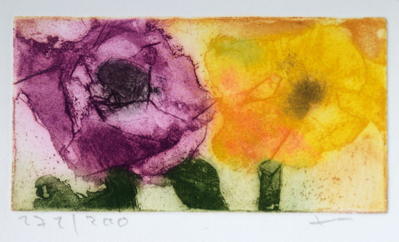 Detail a: Klaus Fussmann, geb. 1938, Konvolut aus zwei Farbradierungen, Rosen, je handsigniert und nummeriert 142/200 bzw. 171/200, Blattgr. ca. 14,5x15 cm