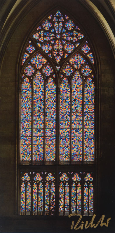 Gerhard Richter, geb. 1932 Dresden, Postkarte, Multiple, Köln, Dom Südquerhausfenster, handsigniert, ca. 21x10.5 cm