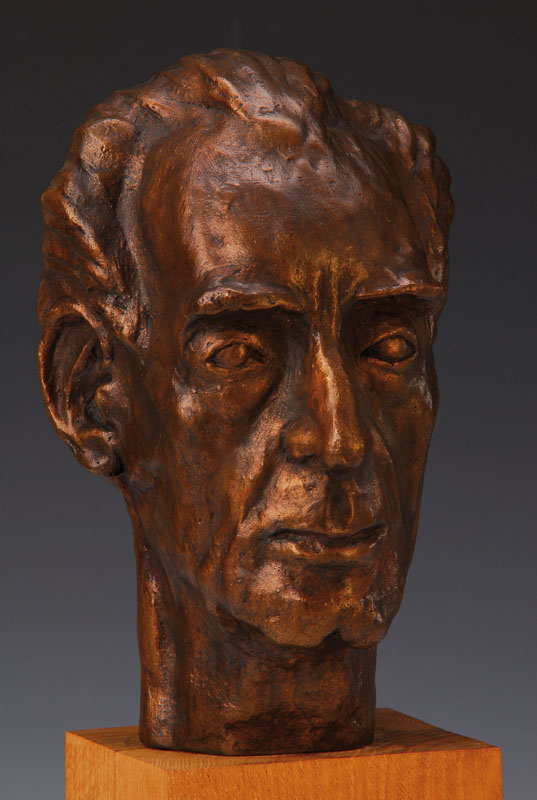 Paloma Varga Weisz, geb. 1966, Bronzeguß, Kopf des Vaters Ferenc Varga (1906-1989), eines ungarisch-französischen Künstlers, der mit Jean Cocteau ...