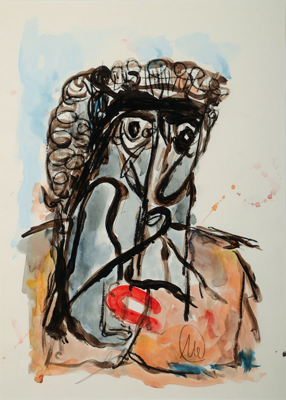 Markus Lüpertz, geb. 1941, Gouache auf Papier, handsigniert, PP, ca. 40x29 cm, unter Glas gerahmt