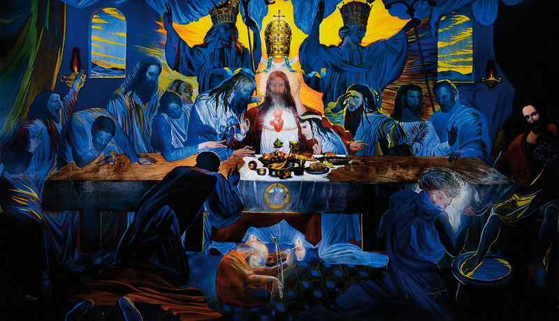 Ernst Fuchs, geb. 1930 Wien, Das letzte Abendmahl, Giclee auf Leinwand, handsigniert und nummeriert 302/350, aus 2012, Blattgr. ca. 61x92,5 cm