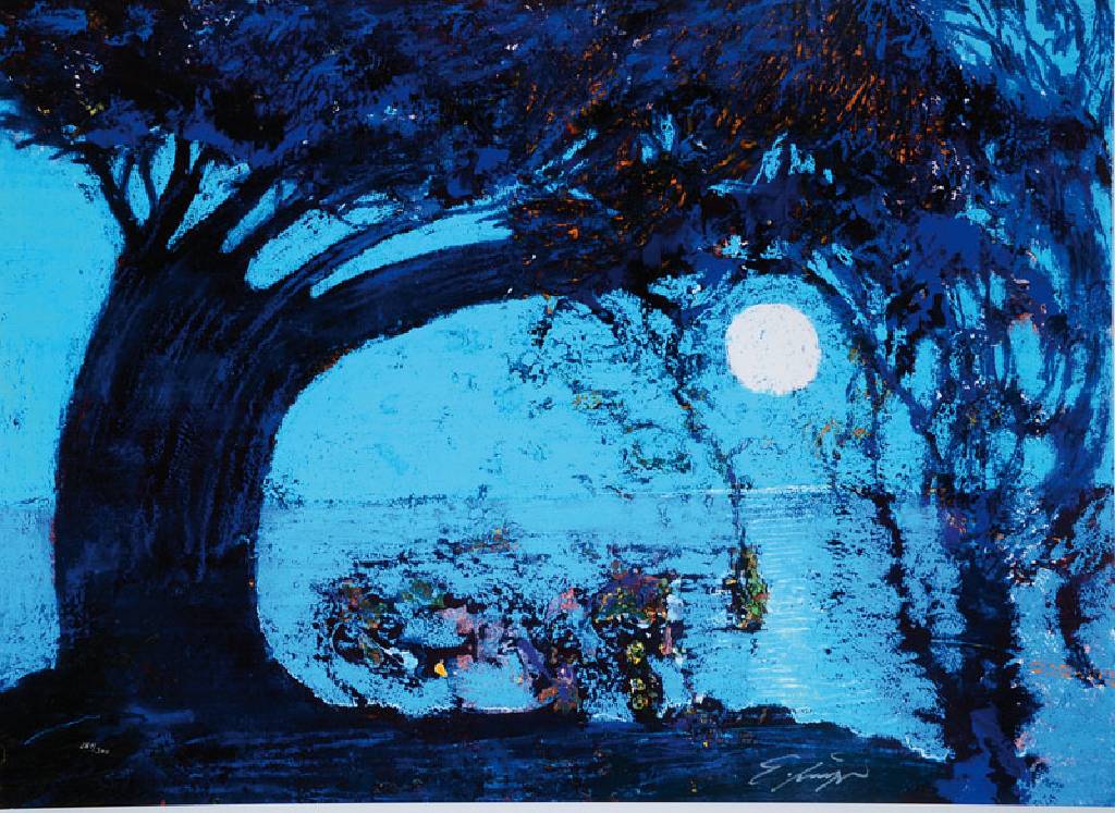 Ernst Fuchs, 1930-2015, Starnberger See II, Giclee auf Leinwand, handsign., num. 281/300, aus 2012, Blattgr. 61x82 cm