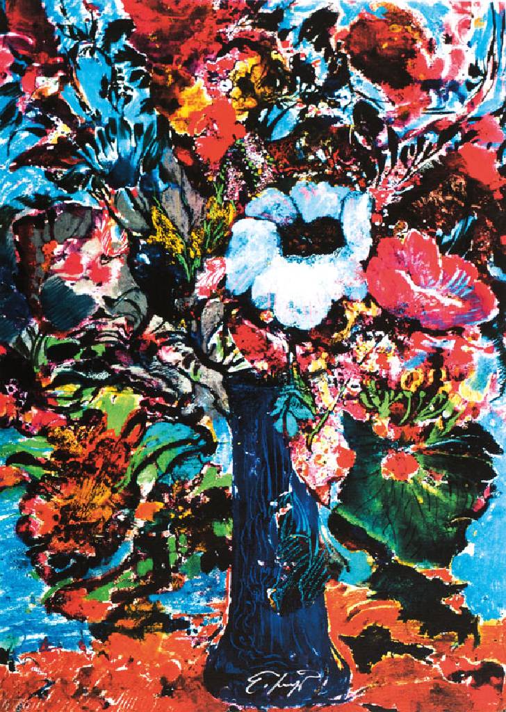 Ernst Fuchs, geb. 1930-2015, Bunter Blumenstrauß, Giclee auf Leinwand, 2012, handsign., num. 186/300, ca. 90x60 cm