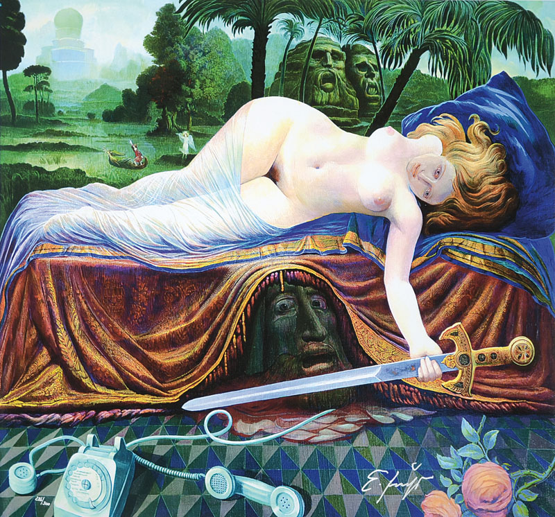 Ernst Fuchs, geb. 1930 Wien, Judith mit dem Haupt des Holofernes, Giclee auf Leinwand, handsigniert und nummeriert 286/300, aus 2012, Blattgr. ca. ...