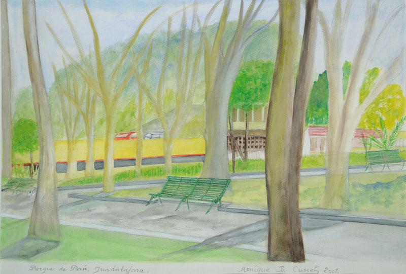 Monique Cusset, zeitgenössische französische Künstlerin, Konvolut aus zwei Mischtechniken, Aquarell/Gouache auf Papier, je signiert und betitelt, ...