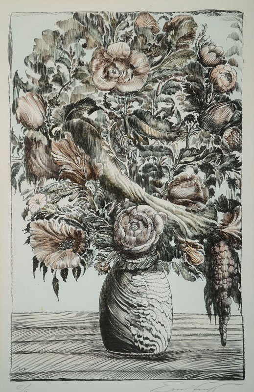 Ernst Fuchs, geb. 1930 Wien, Lithographie, handsigniert und nummeriert e/a, im Druck monogrammiert, Motiv ca. 59x37.5 cm, unter Glas gerahmt