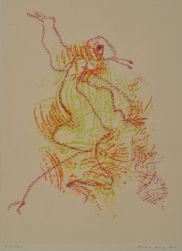 Max Ernst, 1891-1976, Farbradierung, handsigniert und num. 99/100cm, ca. 26x20cm, leicht gebräunt, unter Glas, Rahmen