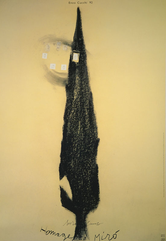 Enzo Cucchi, geb. 1949, Farboffset, Hommage to Miro, handsigniert, Blattgr. ca. 84x59 cm
