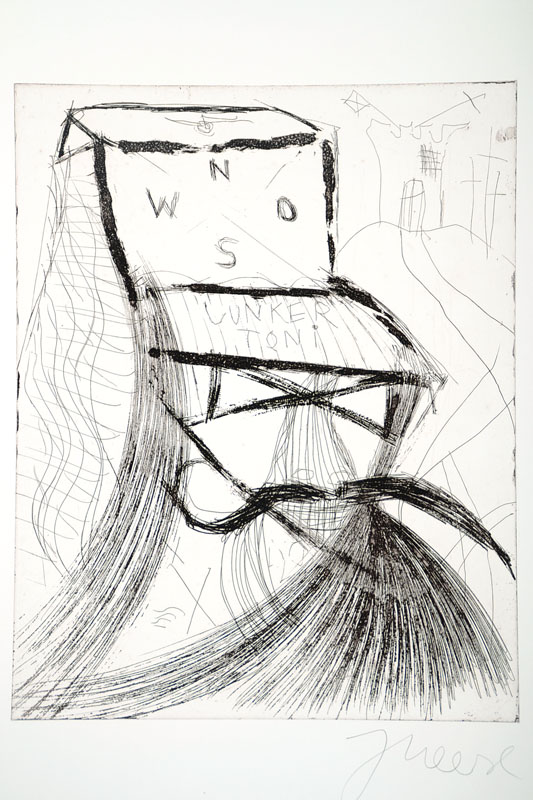 Jonathan Meese, geb. 1971, "Der Junker Toni", Radierung auf dickem Bütten, Griffelkunst 327 A3, aus 2007, handsigniert, rückseitig ...