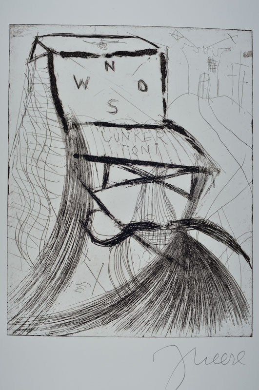 Jonathan Meese, geb. 1971, "Der Junker Toni", Radierung auf dickem Bütten, Griffelkunst 327 A3, aus 2007, handsigniert, rückseitig ...