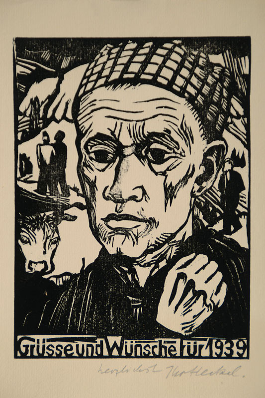Erich Heckel, 1883-1970, "Sinnender", Holzschnitt auf Bütten, 9. Jahresblatt für 1938, WVZ: Dube H 370, handsigniert, Plattengr. ca. ...