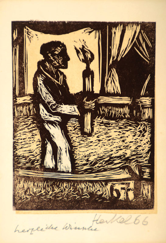 Erich Heckel, 1883-1970, "Lichtträger", Farbholzschnitt auf festem Velin, handsigniert, datiert 1966, beschr. "herzliche ...