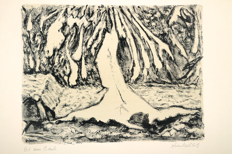 Erich Heckel, 1883-1970, "Eis am Bach", Lithographie auf Bütten, handsigniert, bezeichnet "Eis am Bach", Auflage: 40 Ex., WVZ: ...