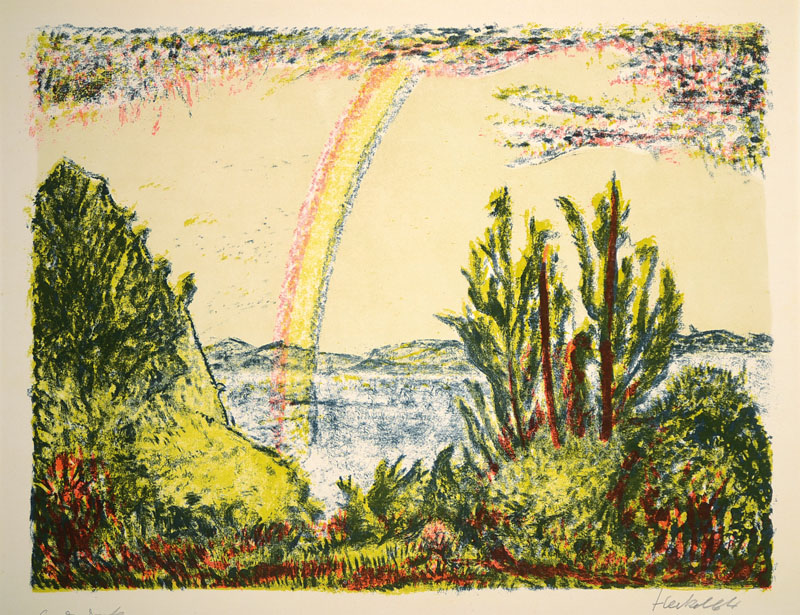 Erich Heckel, 1883-1970, "Regenbogen", Farblithographie auf BFK Rives Bütten, einer von nur 6 Probedrucken (Gesamtauflage 300), ...